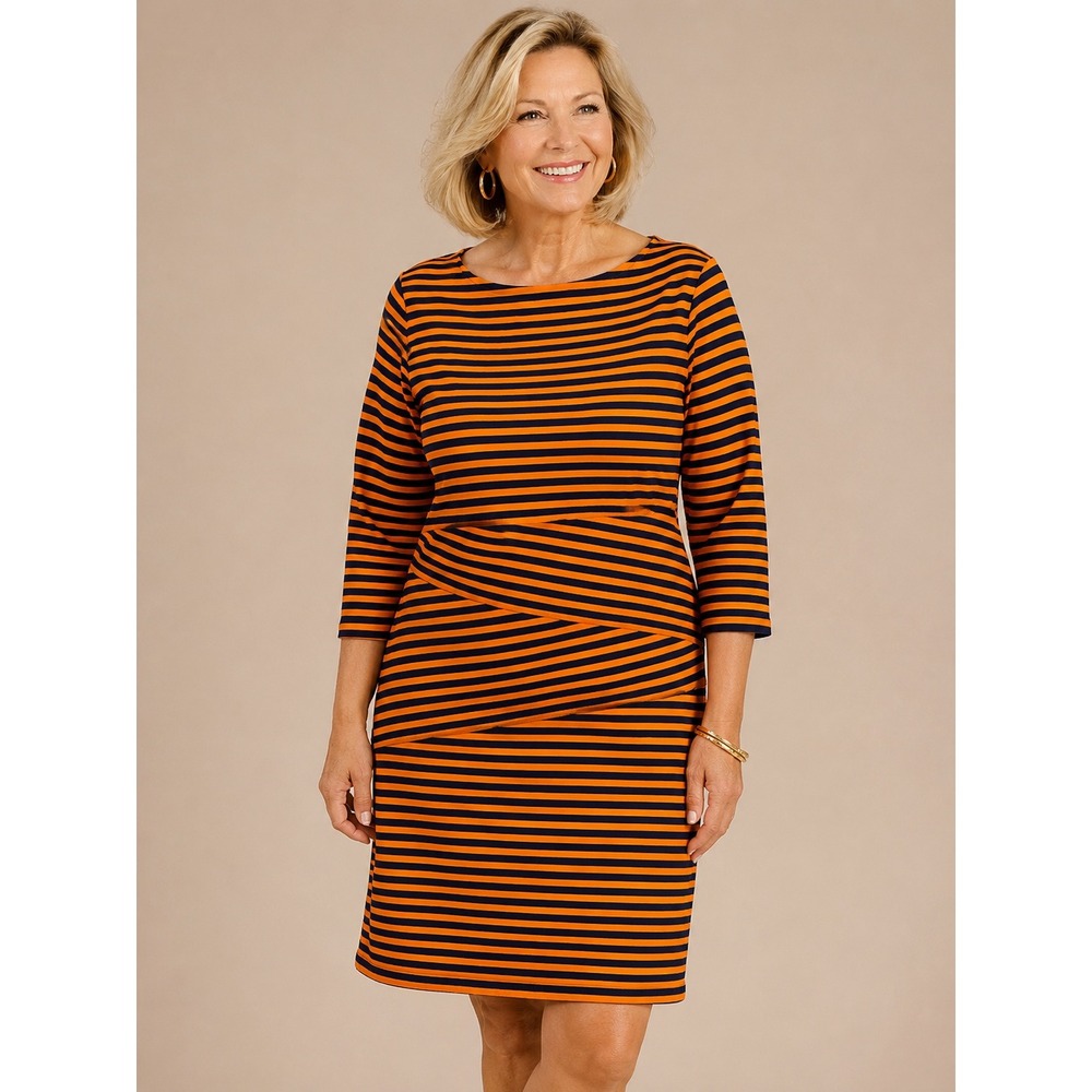 J.McLaughlin Womens Striped Sheath Dress XL Catalina Cloth Preppy Orange‎  Blue